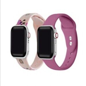Purple Floral and Purple 2-Piece Silicone Band for Apple Watch 42mm